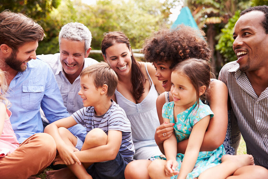 Happy diverse family
