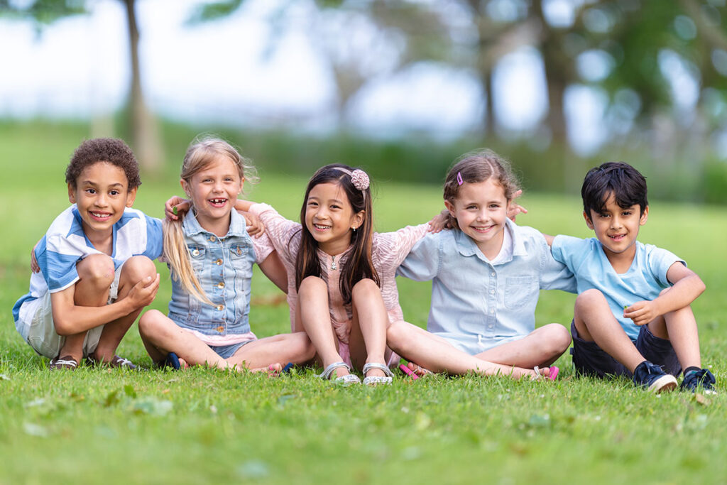 Children sitting outside